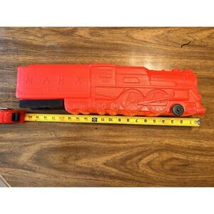 Marx RR Vintage Blow Mold Train Red Squeeze Train Whistle Sound Rare Toy Read!